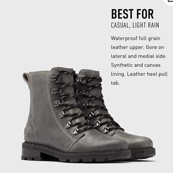 Sorel Women's Lennox Lace Boot - Waterproof - Quarry - NEW - Picture 4 of 10